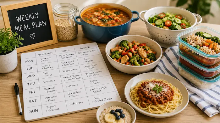 feature image of 7 Cheap Weekly Meal Plans for Families on a Budget