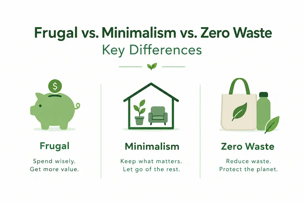 Frugal vs Minimalism vs Zero Waste